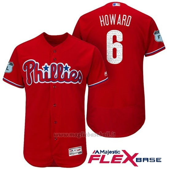 Maglia Baseball Uomo Philadelphia Phillies Ryan Howard Scarlet 2017 Allenamento Primaverile Flex Base Giocatore